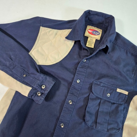Wrangler Other - Wrangler ProGear Mens Shooting Shirt Navy Blue Tan Quilted Shoulder Medium